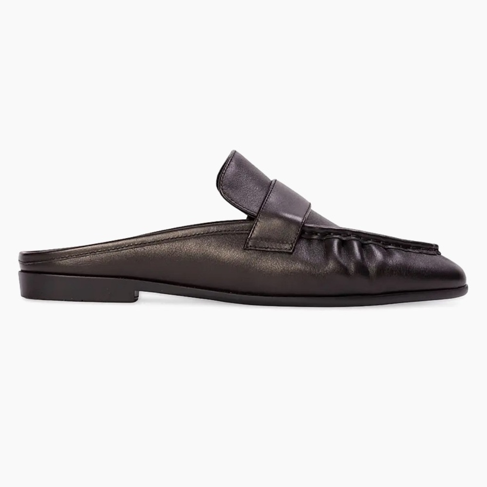 Black Suede Studio Gabby Slip On Loafer Mule